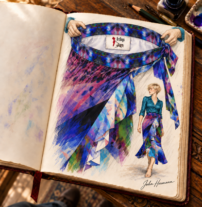 In the Beginning long Flounce Skirt — Handbook interior-waist-label — styled blouse; physically supported fabric detail