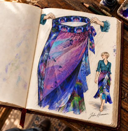 In the Beginning long Flounce Skirt — Handbook upper-left-waist-detail — styled blouse; physically supported fabric detail