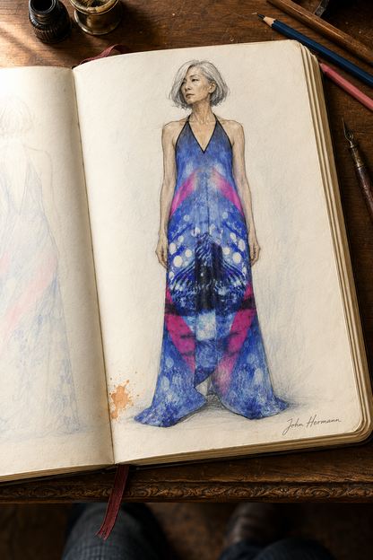 Intersect 1 Halterneck backless dress — Handbook full-front sketch