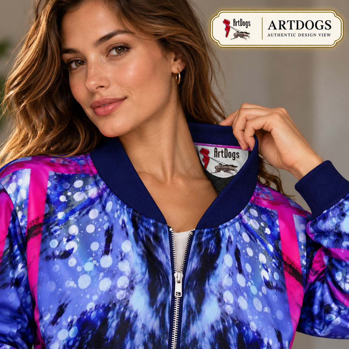 Intersect 1 Ladies Bomber Jacket, authentic, collar detail