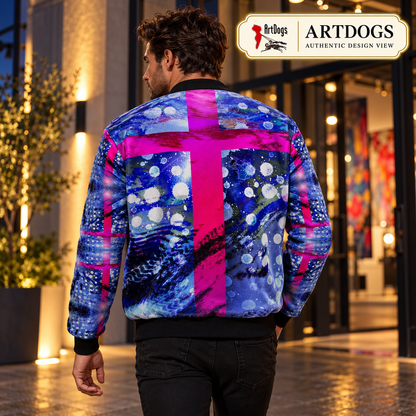 Intersect 1 men’s bomber jacket Marble Velvet back Authentic Design View