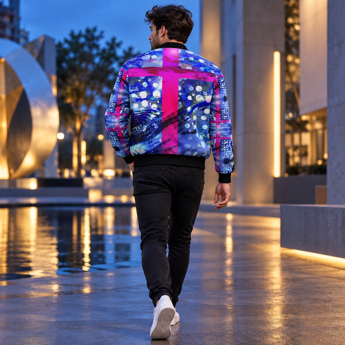 Intersect 1 men’s bomber jacket back fashion view