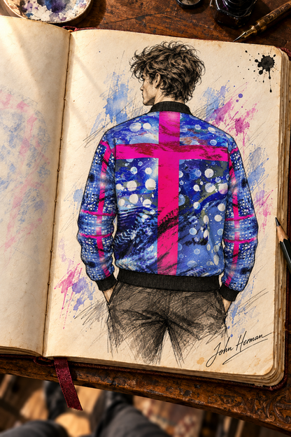 Intersect 1 men’s bomber jacket designer Handbook back view