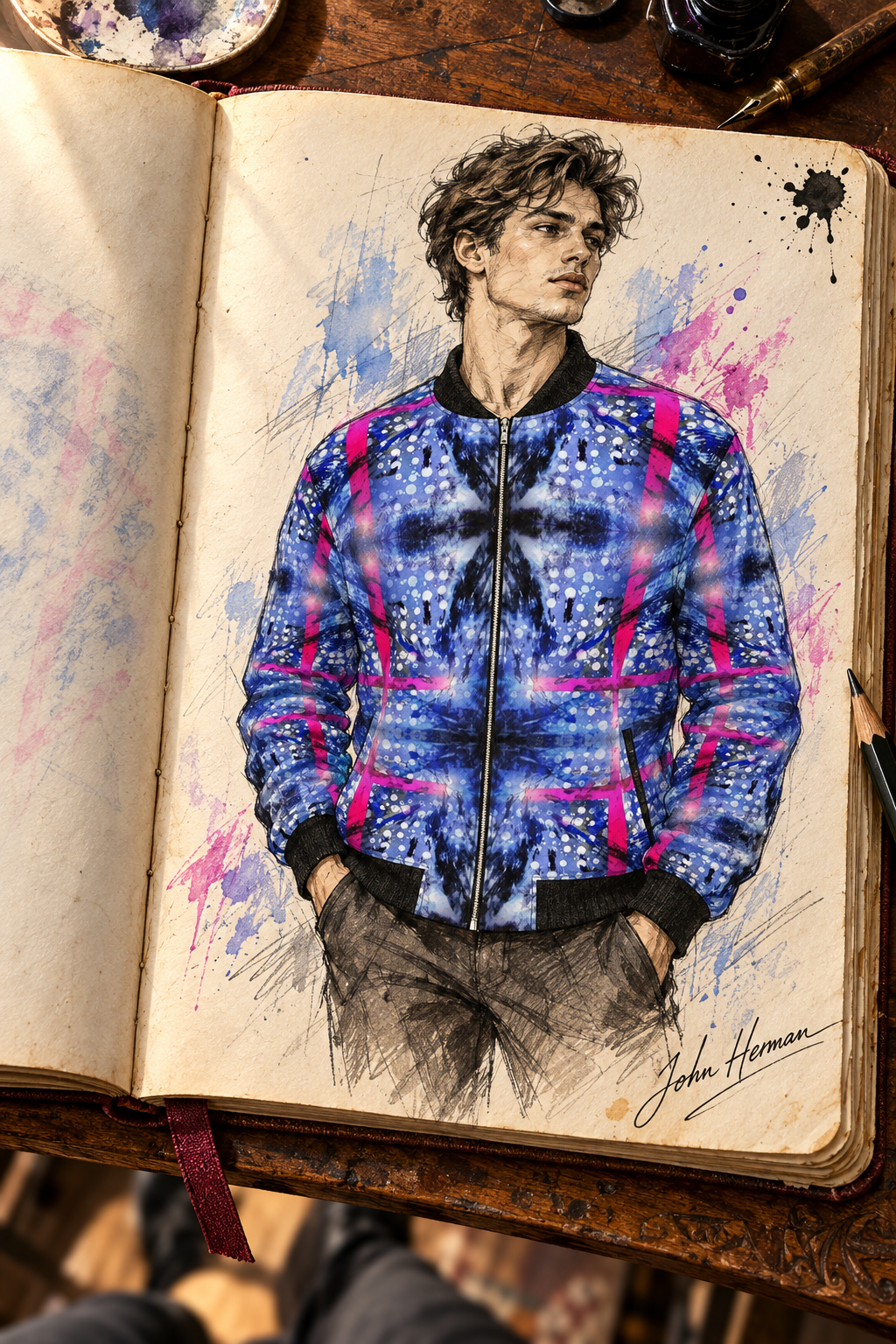 Intersect 1 men’s bomber jacket designer Handbook front view