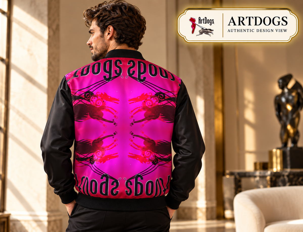 Intersect 1 men's reversible silk bomber jacket, authentic design view, side b back