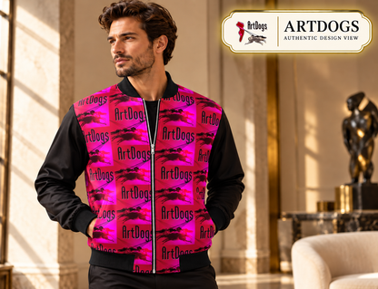 Intersect 1 men's reversible silk bomber jacket, authentic design view, side b front