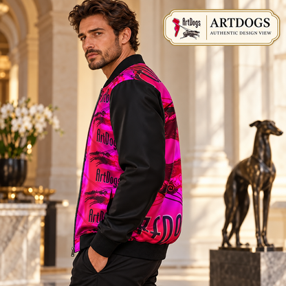 Intersect 1 men's reversible silk bomber jacket, authentic design view, side b left