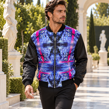 Intersect 1 men's reversible silk bomber jacket, conventional fashion, fashion side a front