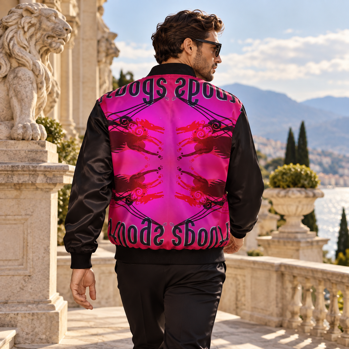 Intersect 1 men's reversible silk bomber jacket, conventional fashion, fashion side b back