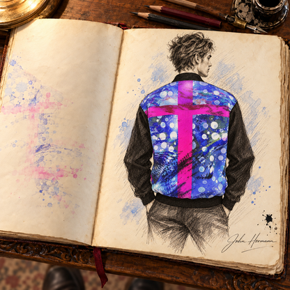 Intersect 1 men's reversible silk bomber jacket, handbook, side a back