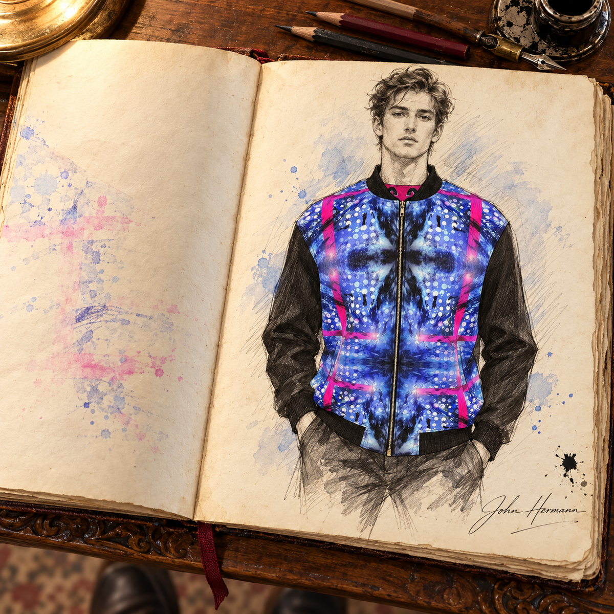Intersect 1 men's reversible silk bomber jacket, handbook, side a front
