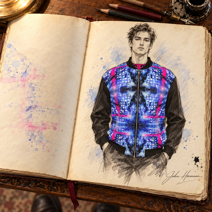 Intersect 1 men's reversible silk bomber jacket, handbook, side a front
