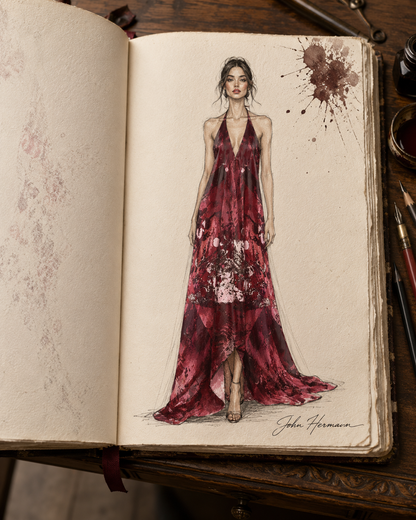 Intersect 2 Halterneck backless dress — Handbook full-front sketch