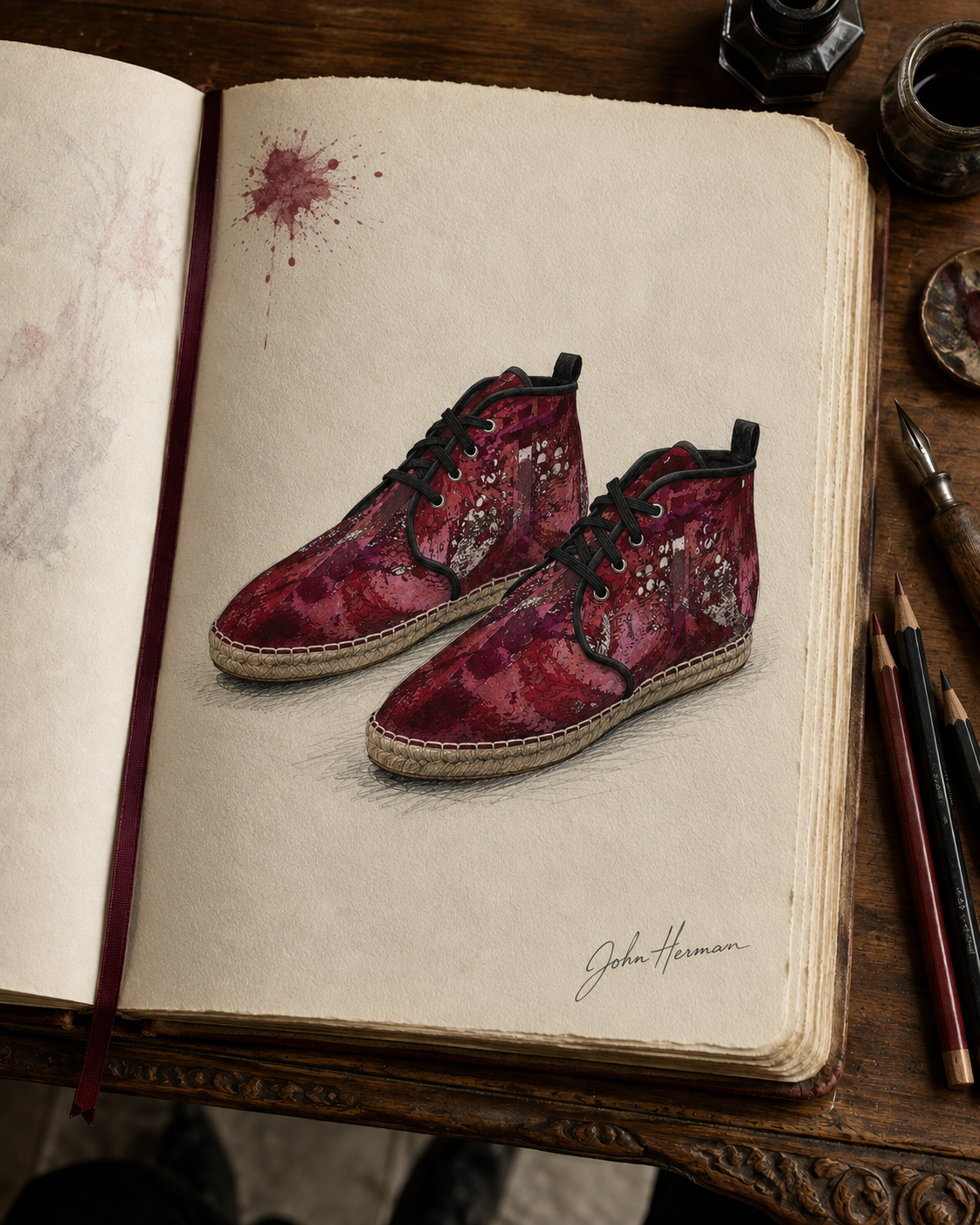 Intersect 2 Hi Top Espadrilles — Handbook paired-left-side-arrangement sketch