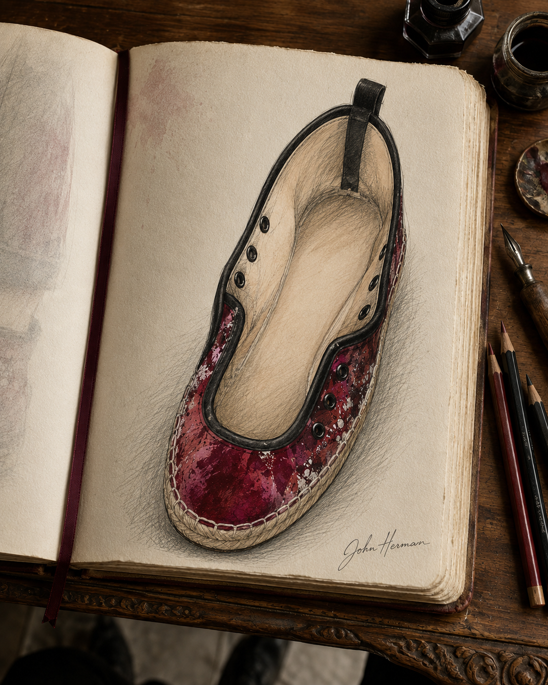Intersect 2 Hi Top Espadrilles — Handbook left-interior-top sketch