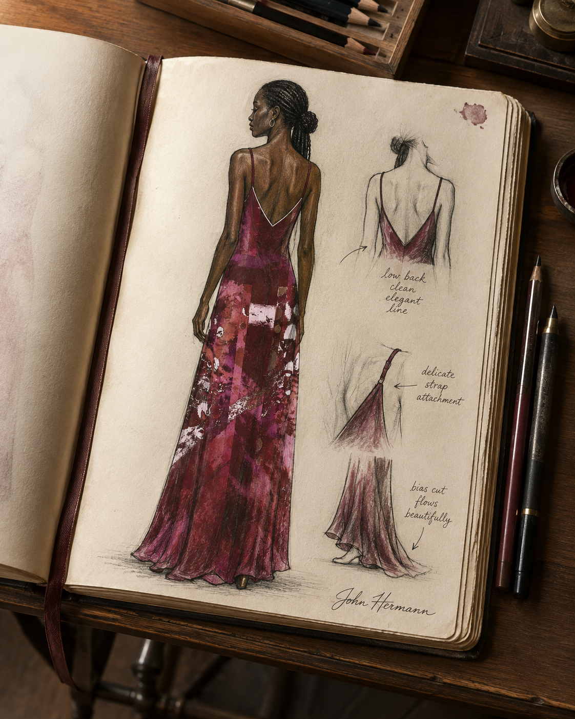 Intersect 2 Slip Dress Maxi Handbook back design story
