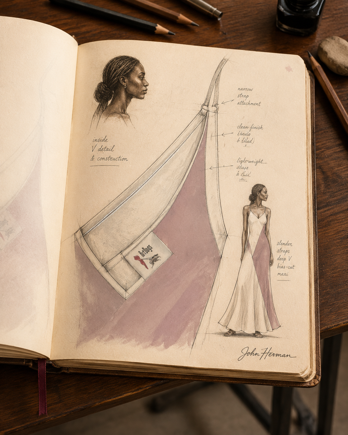 Intersect 2 Slip Dress Maxi Handbook neckline and label construction story