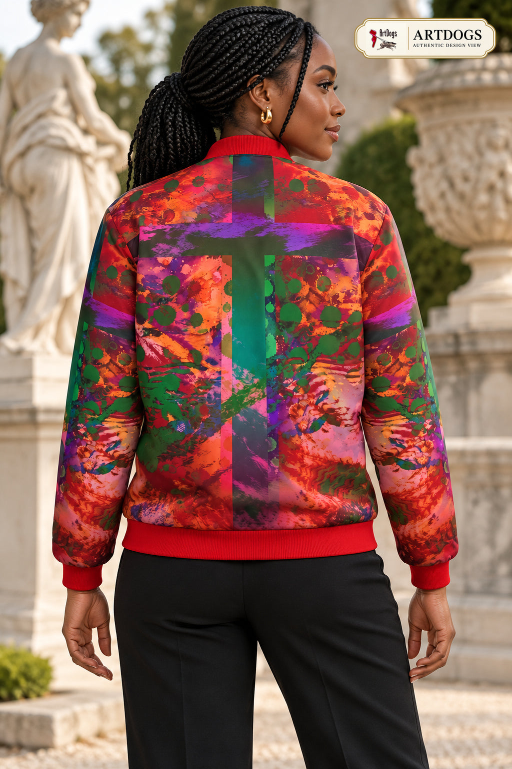 Intersect 3 Ladies Bomber Jacket — Authentic Design View, 02 back