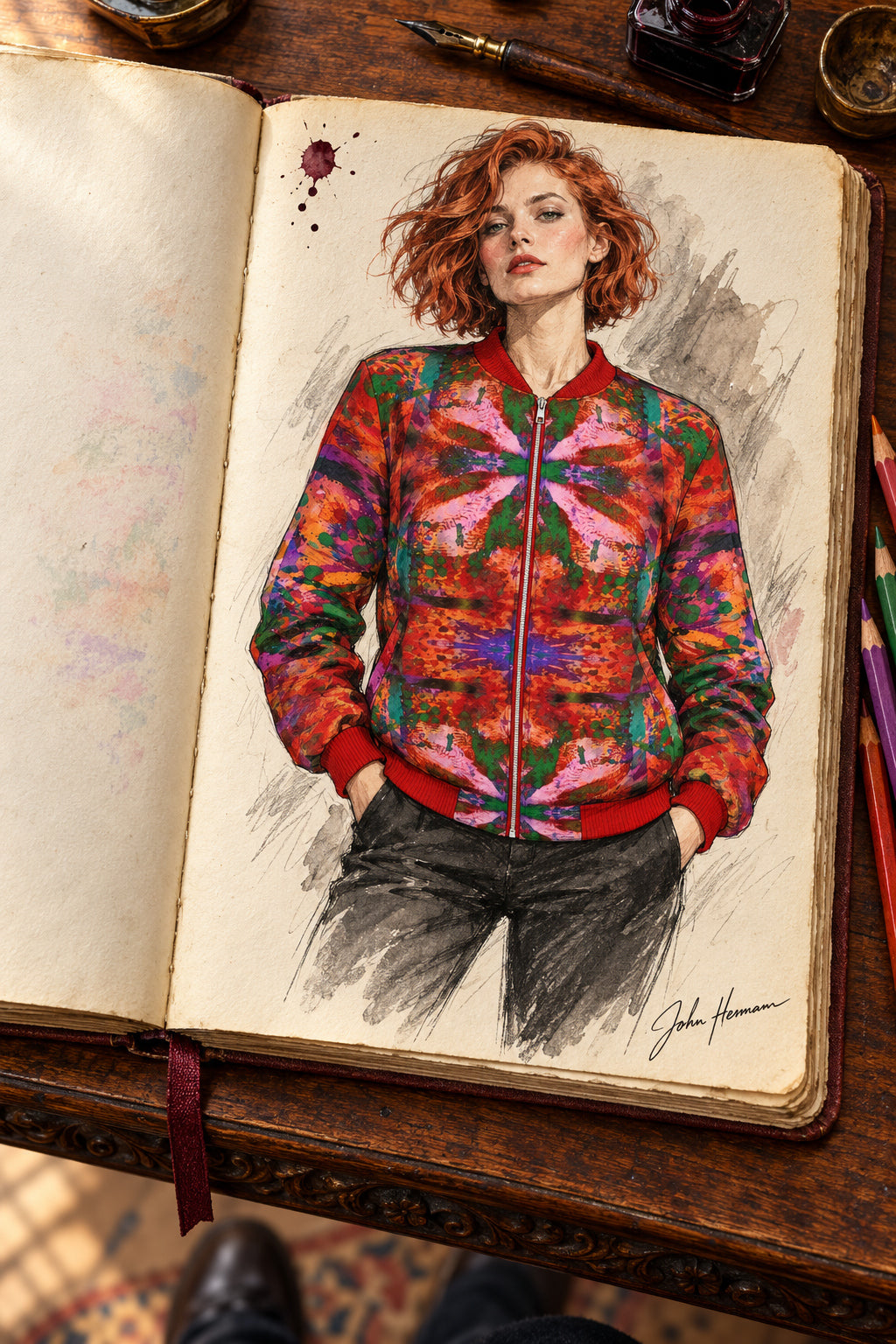 Intersect 3 Ladies Bomber Jacket — designer Handbook, 01 front