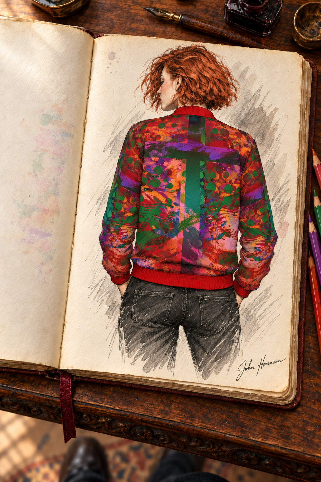 Intersect 3 Ladies Bomber Jacket — designer Handbook, 02 back
