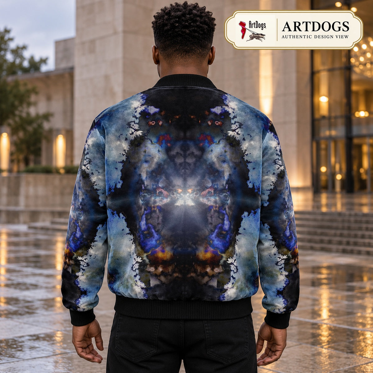 Into The Light 3 men’s bomber jacket Authentic Design View — back