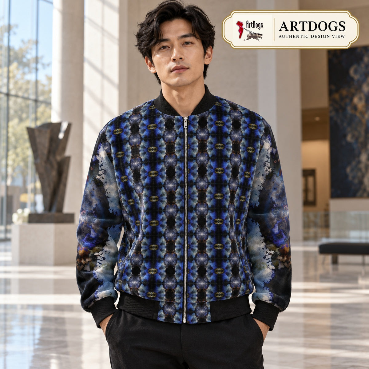 Into The Light 3 men’s bomber jacket Authentic Design View — front