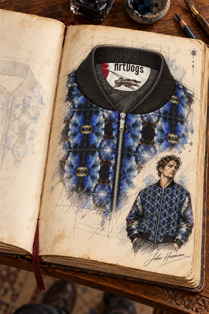 Into The Light 3 men’s bomber jacket Handbook — collar and zipper detail