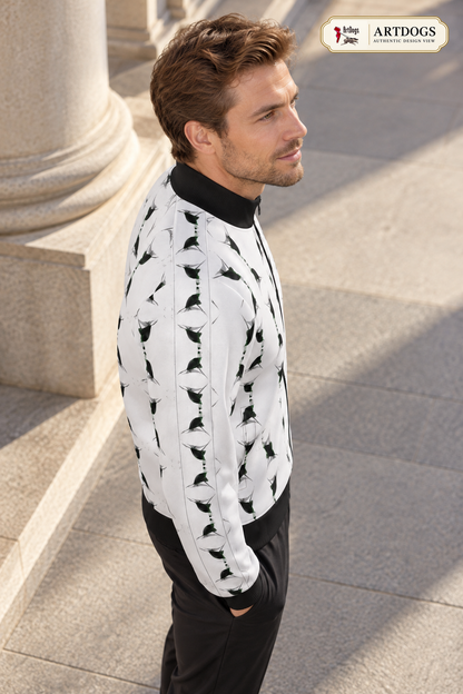 Jezebel’s Tongue Men’s Tracksuit Jacket — Authentic Design View — right steep angle