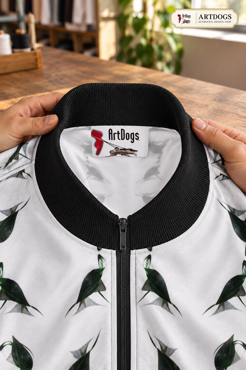 Jezebel’s Tongue Men’s Tracksuit Jacket — Authentic Design View — collar label construction