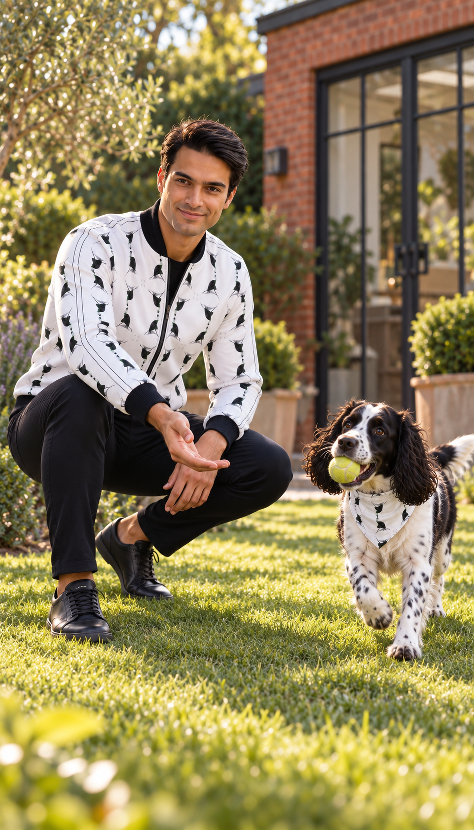 Jezebel’s Tongue Men’s Tracksuit Jacket — Fashion photography — dog companion ball fetch