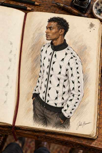 Jezebel’s Tongue Men’s Tracksuit Jacket — Designer Handbook — left steep angle