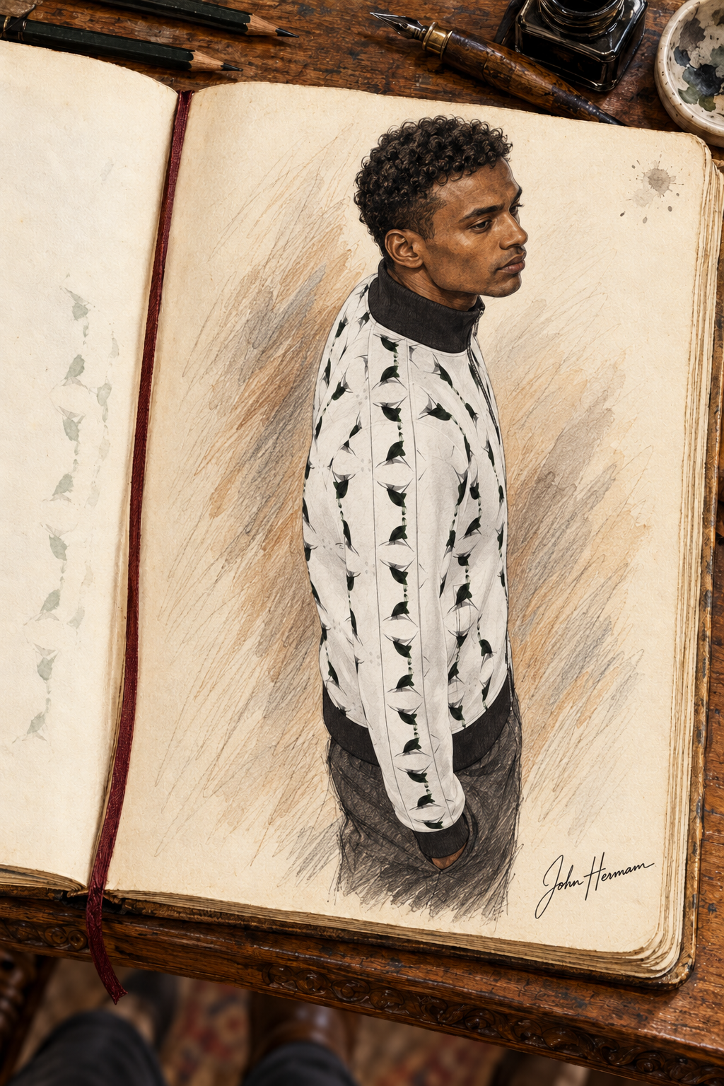 Jezebel’s Tongue Men’s Tracksuit Jacket — Designer Handbook — right steep angle