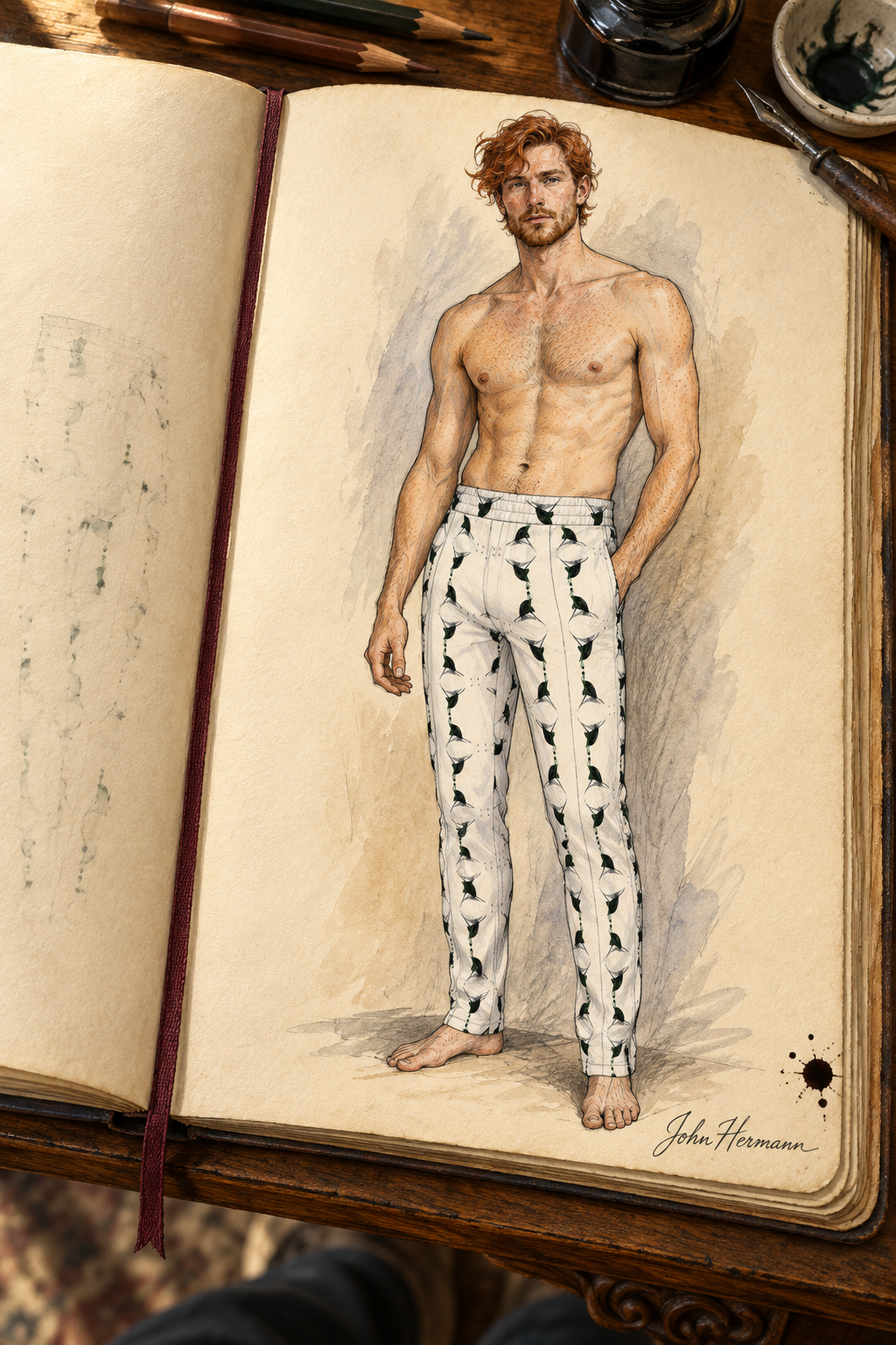 Jezebel’s Tongue Men’s Tracksuit Trousers — Designer Handbook — full front