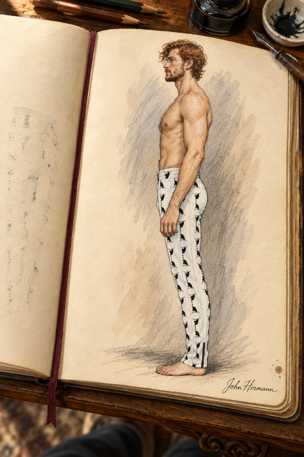 Jezebel’s Tongue Men’s Tracksuit Trousers — Designer Handbook — right profile