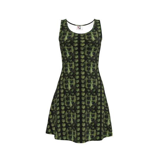 Leaves Above-the-Knee Short Skater Dress