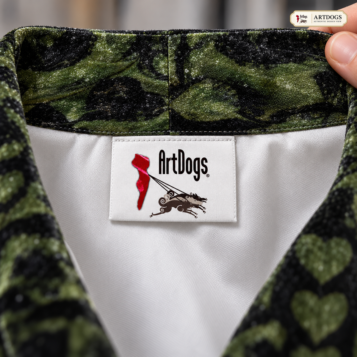 Leaves Wrap Blazer — A09 Authentic Design View Interior neckline/label detail