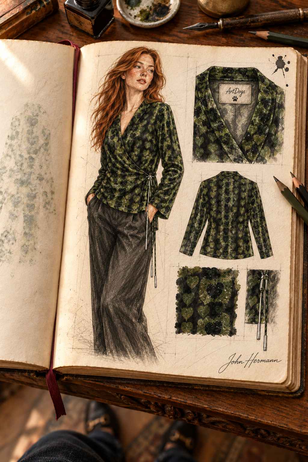 Leaves Wrap Blazer — H02 Handbook First three-quarter front/side
