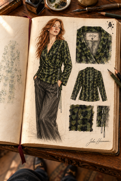 Leaves Wrap Blazer — H02 Handbook First three-quarter front/side