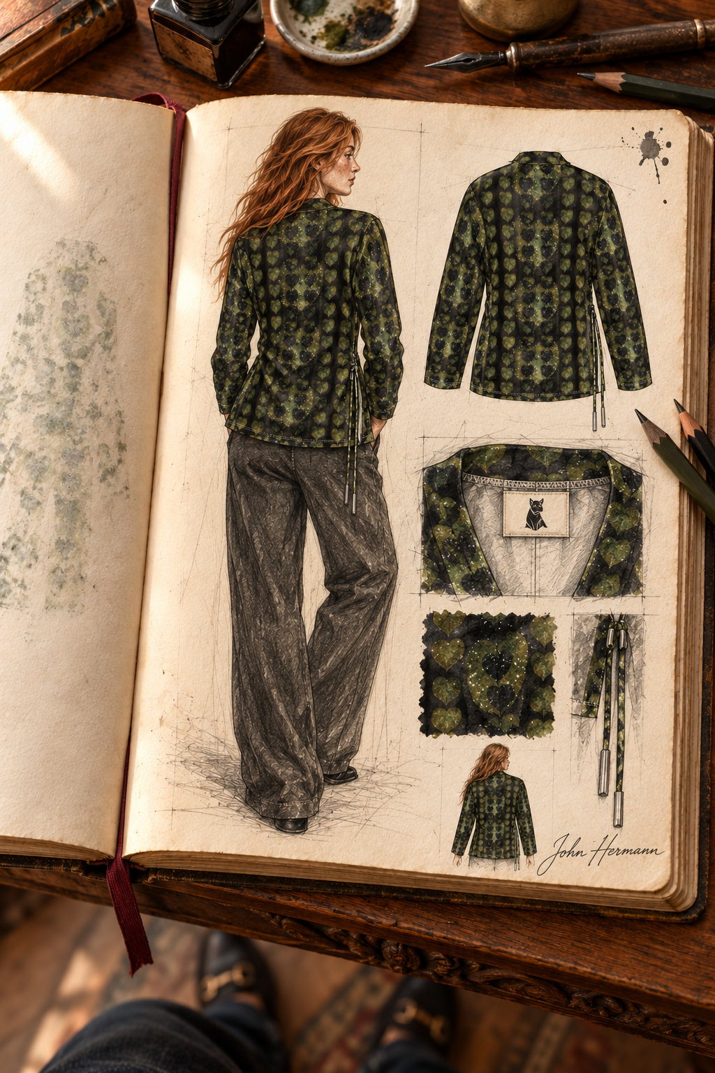 Leaves Wrap Blazer — H04 Handbook Full back