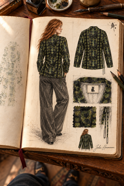 Leaves Wrap Blazer — H04 Handbook Full back