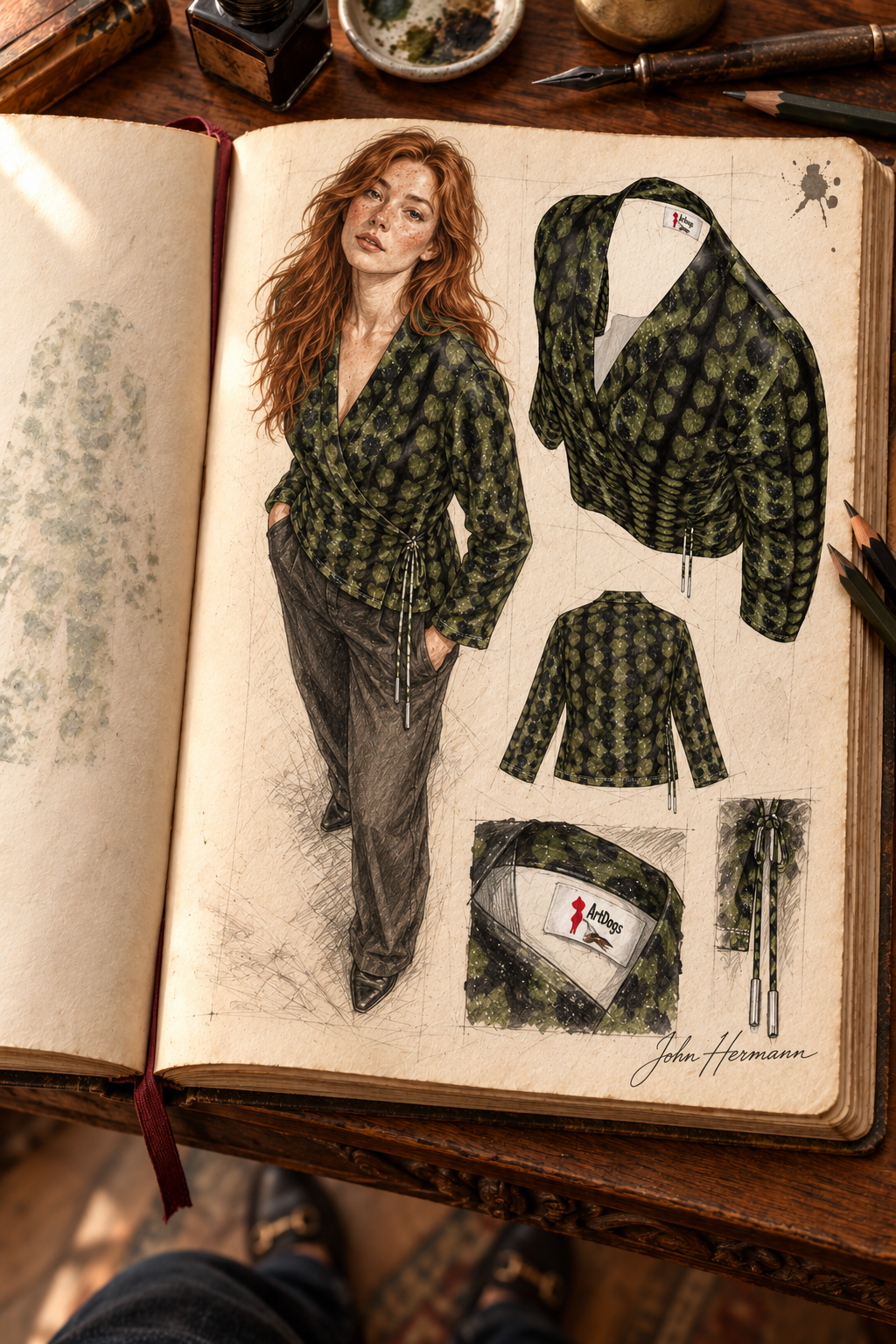 Leaves Wrap Blazer — H05 Handbook First overhead collar/sleeve