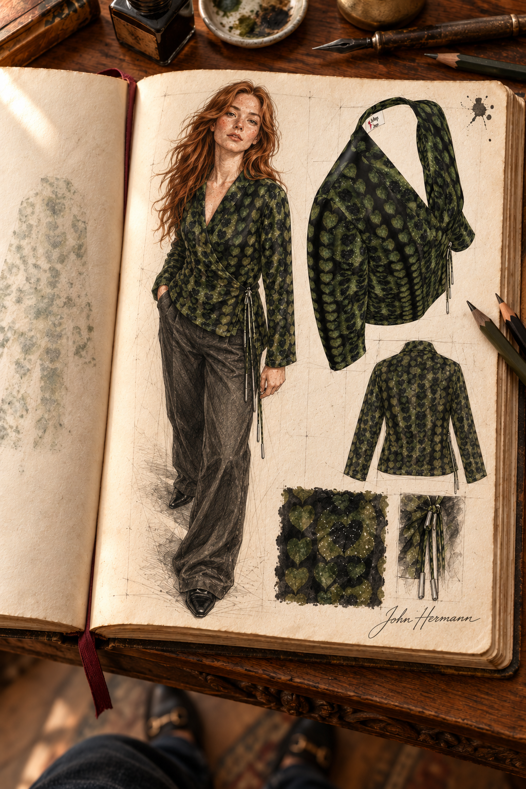 Leaves Wrap Blazer — H06 Handbook Opposite overhead collar/sleeve