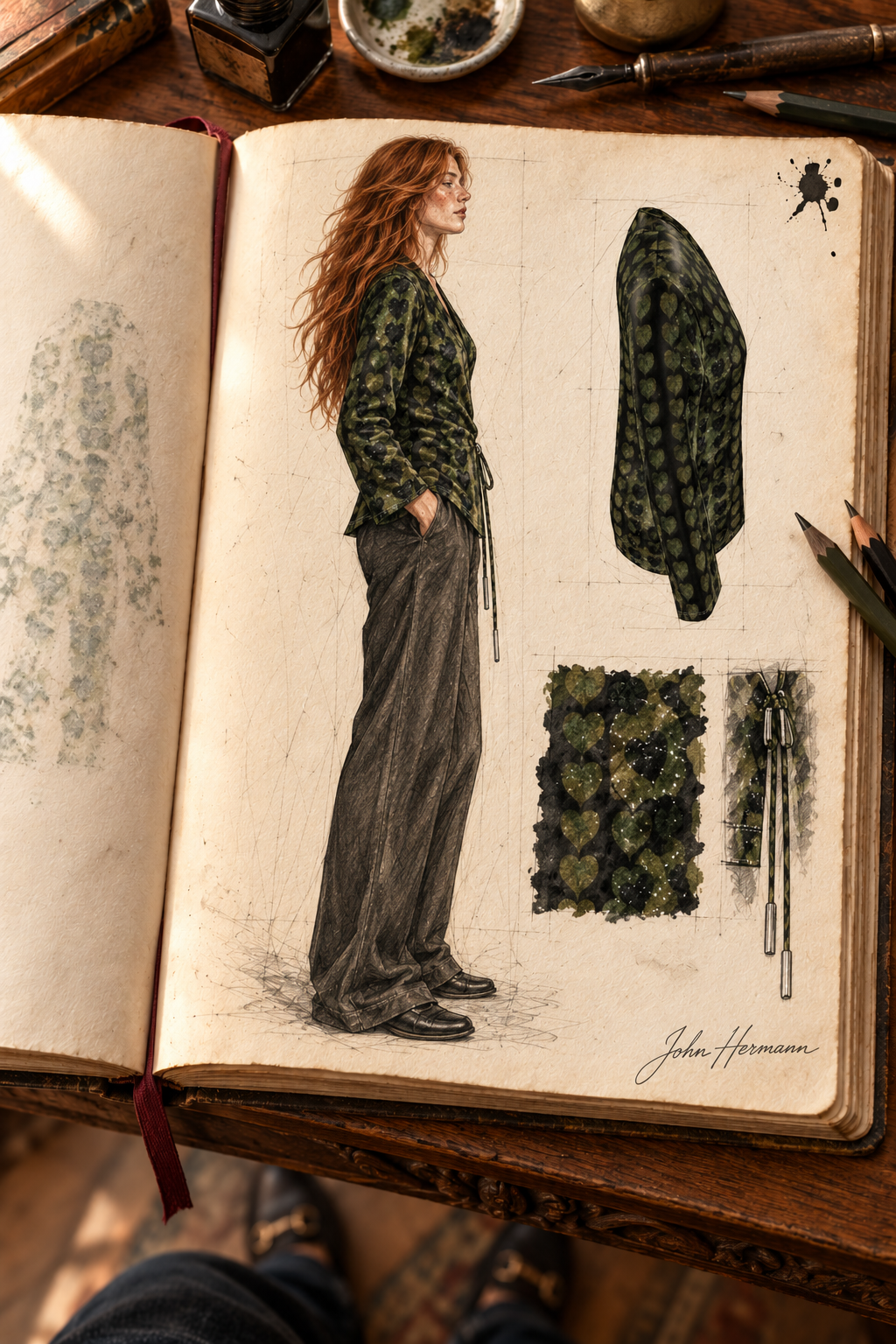 Leaves Wrap Blazer — H08 Handbook Opposite full profile