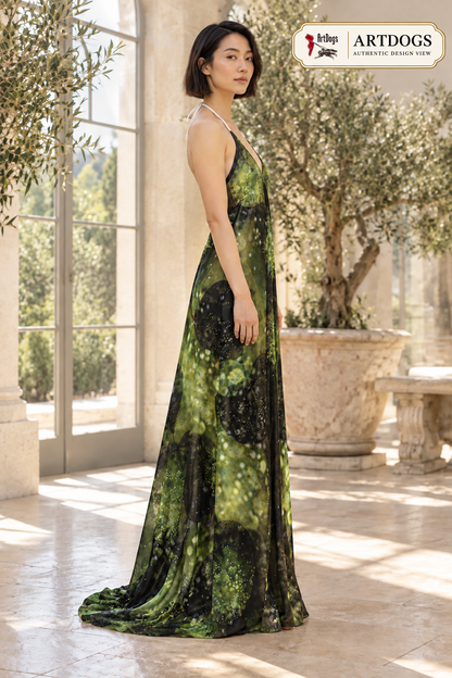 Leaves Halterneck backless dress — Authentic product-right-profile