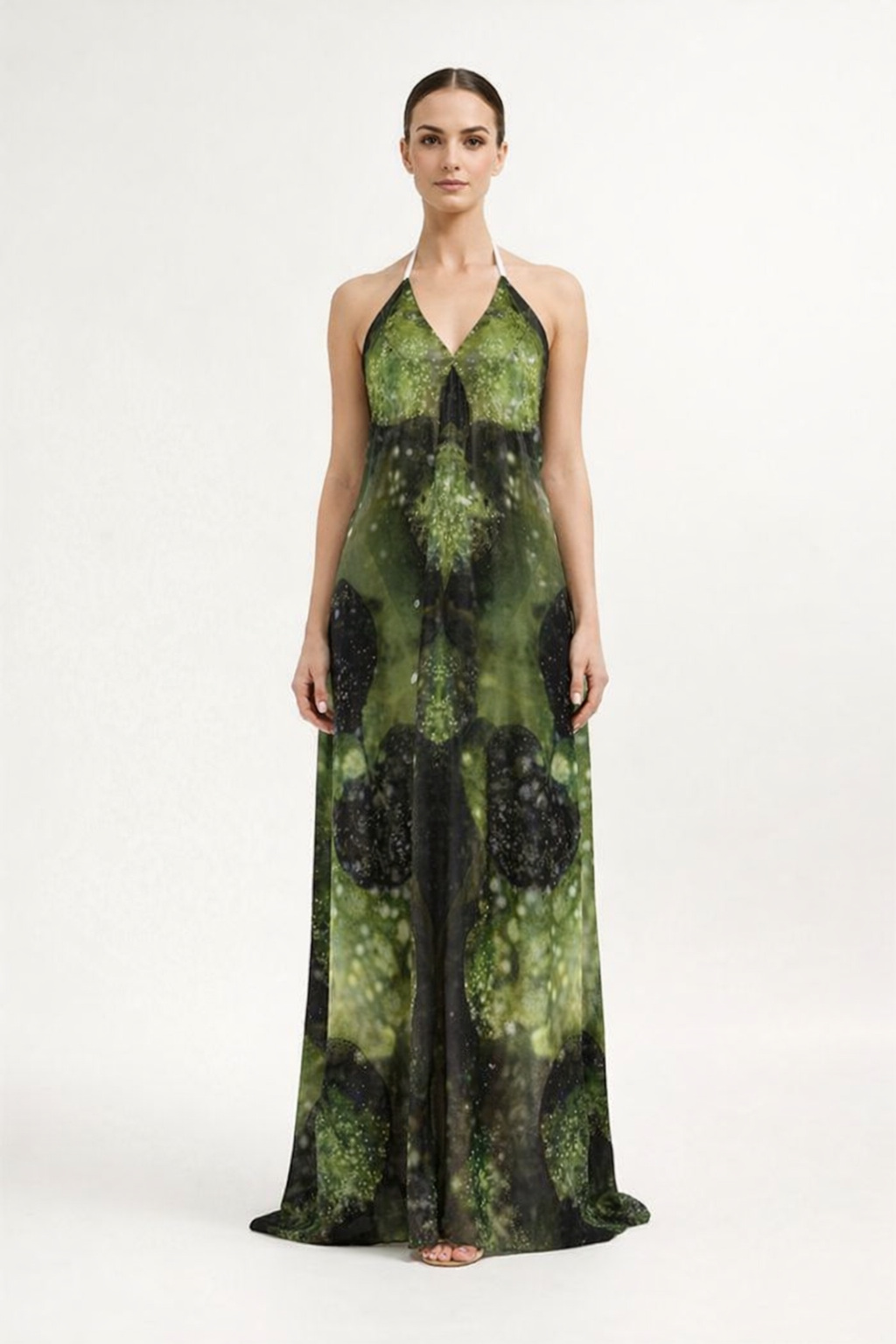 Leaves Halterneck backless dress
