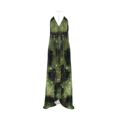 Leaves Halterneck backless dress