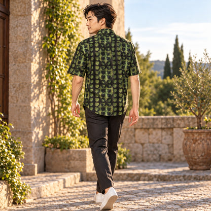Leaves Men's Short Sleeve Shirt back three-quarter fashion photograph