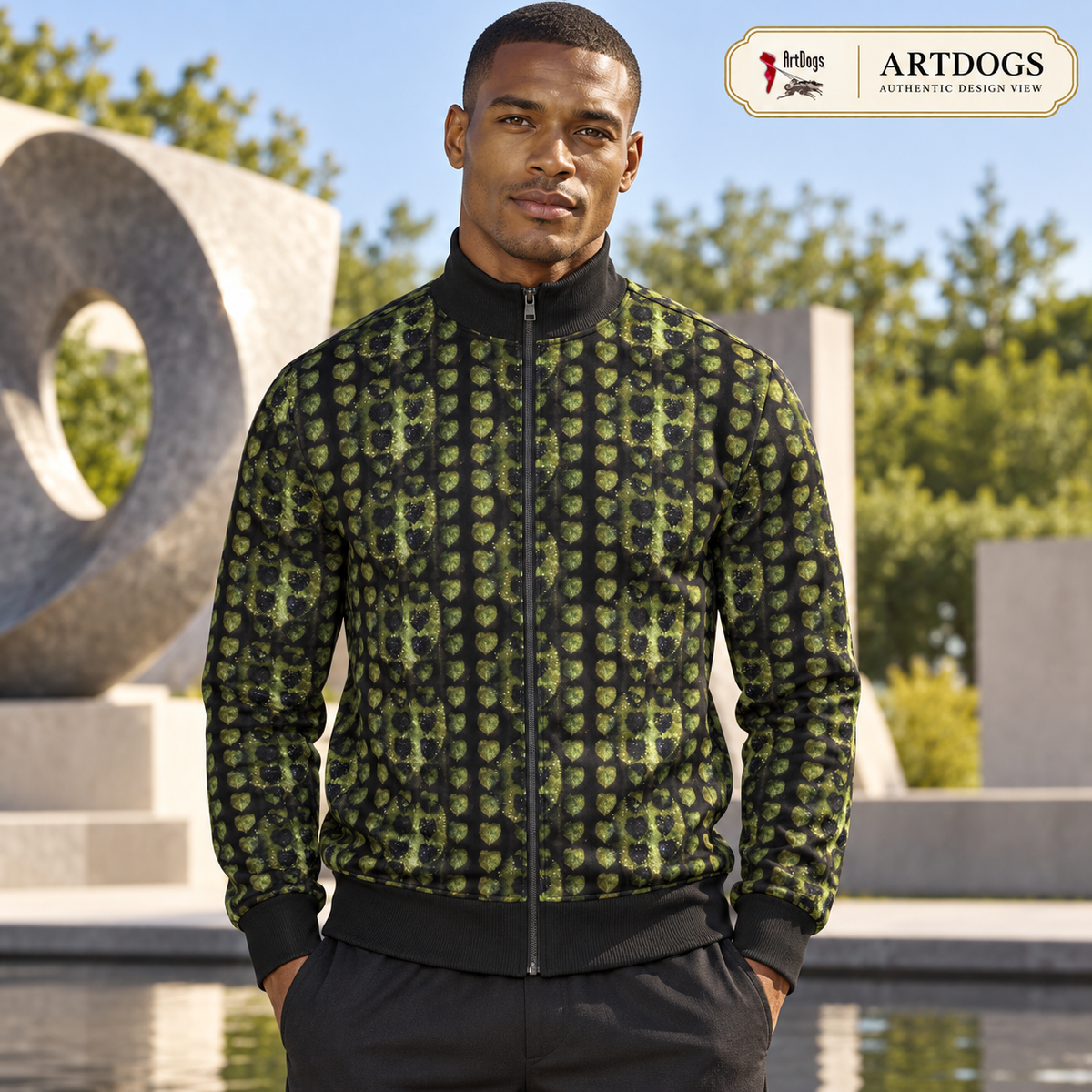 Leaves men’s tracksuit jacket, Authentic Design View front, Rox Sports Jersey
