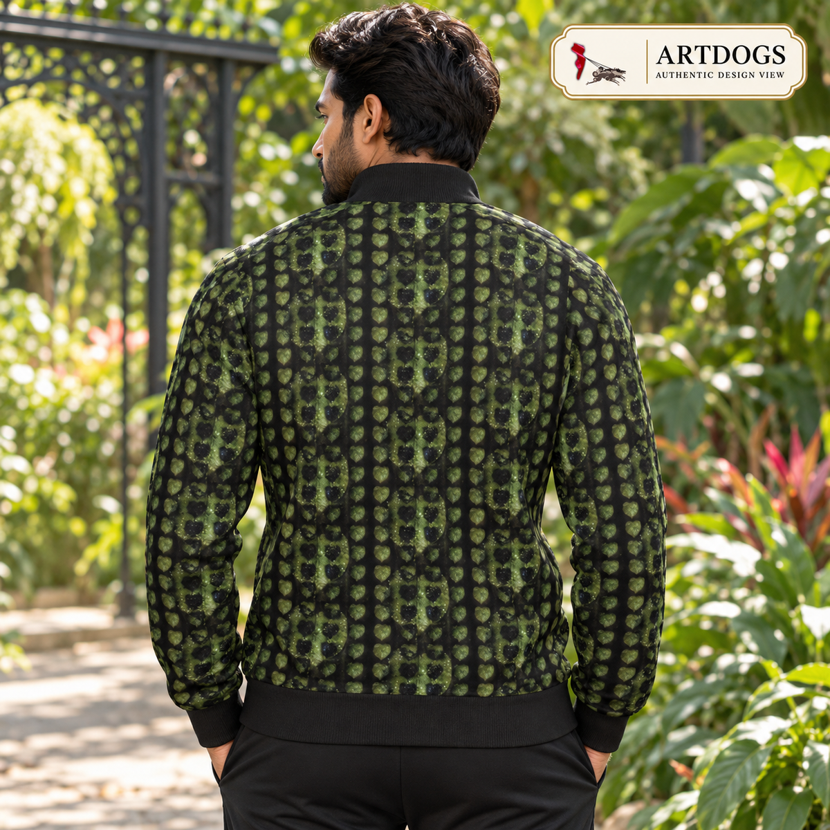Leaves men’s tracksuit jacket, Authentic Design View back, Rox Sports Jersey