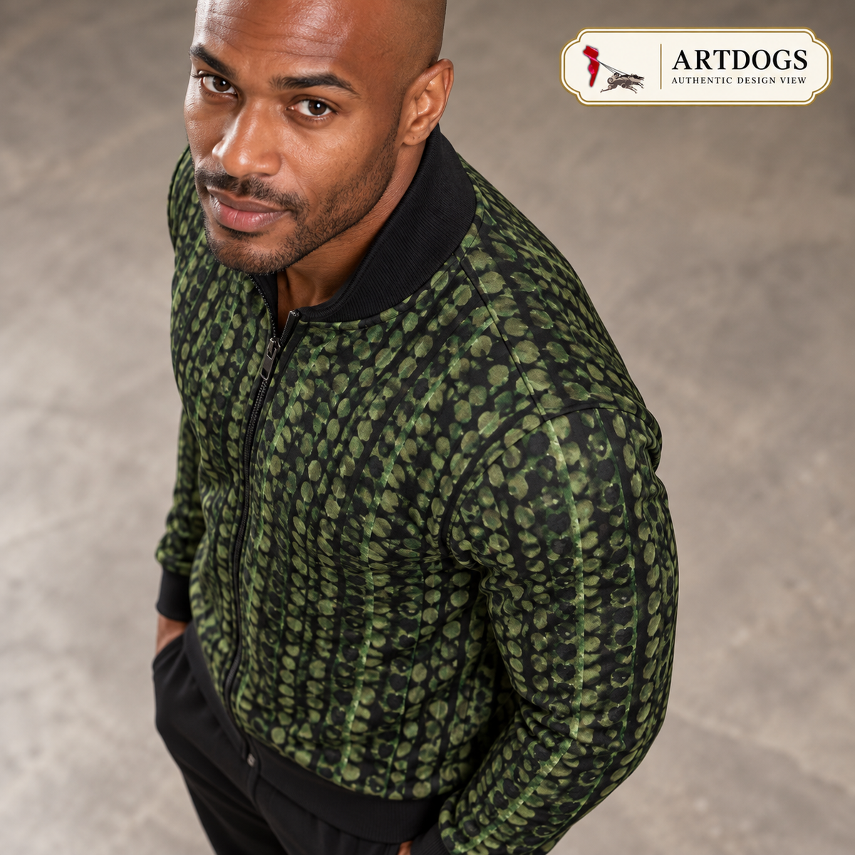 Leaves men’s tracksuit jacket, Authentic Design View left elevated, Rox Sports Jersey